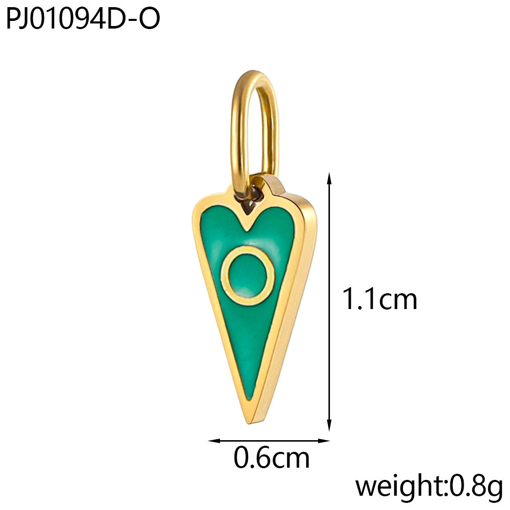 Wholesale Single-sided oil-dropping heart 26 English letters stainless pendant