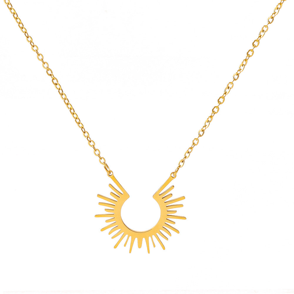 Wholesale Simple Sunflower 18K Titanium Steel Women's Short Necklace