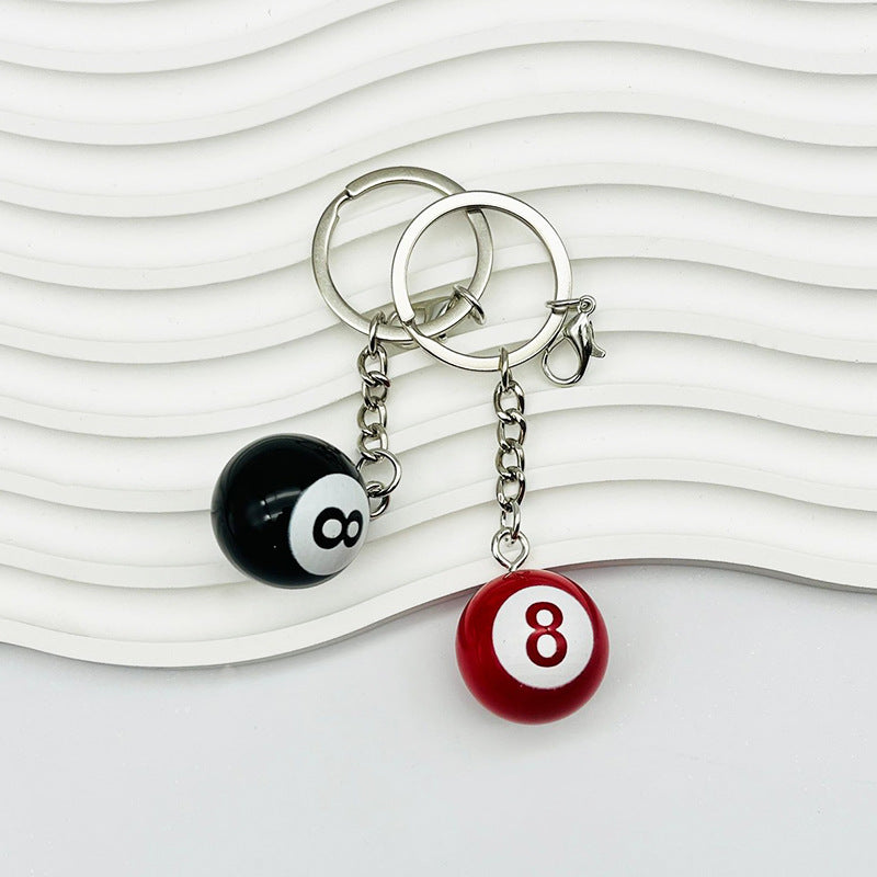 Wholesale resin black 8 solid billiard keychain