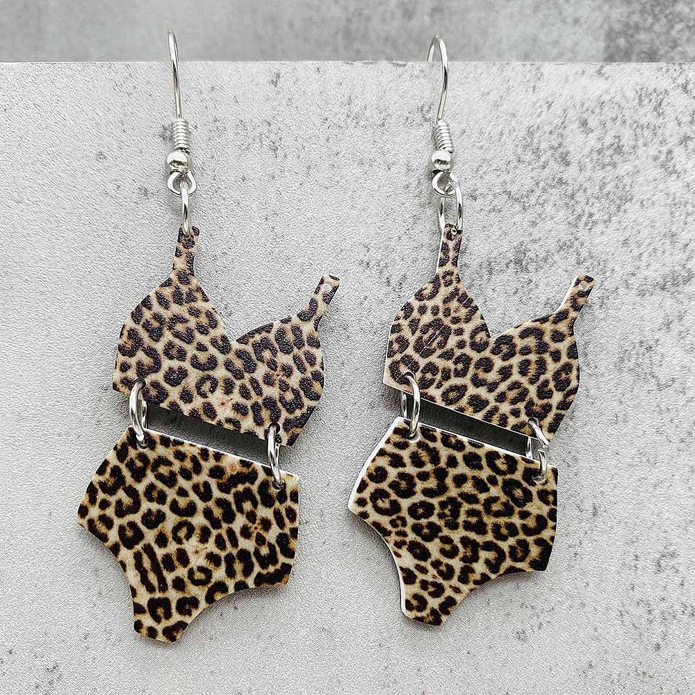 Wholesale Leopard Print Swimsuit Acrylic Earrings ACC-ES-CY019