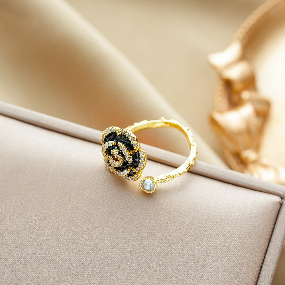 Wholesale Vintage Chic Camellia Flower Open Ring Jewelry Accessory for Women Fashion Boutique Resale