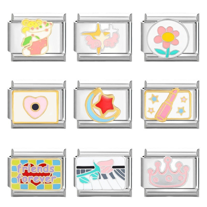 Wholesale Italian Charm Bracelet 9mm DIY Splicing Cartoon Cute Titanium Steel Composable Bracelet