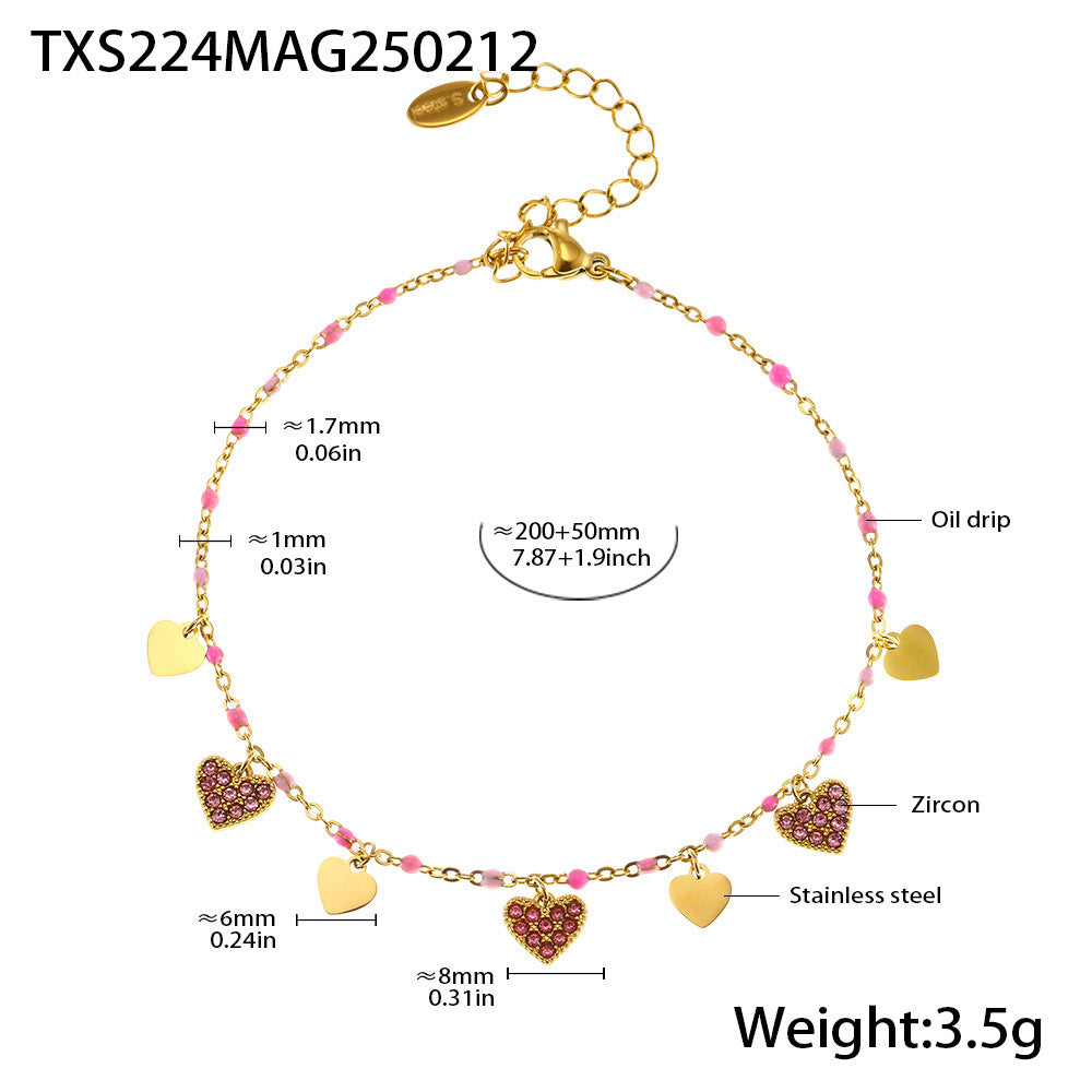 Wholesale zircon titanium steel necklace love clavicle chain