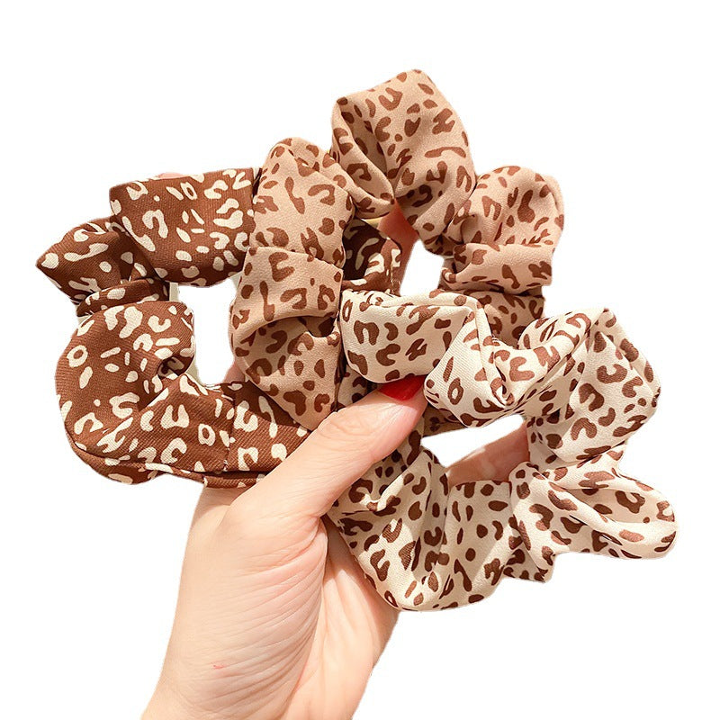 Wholesale Leopard Print Bear Light Luxury Style Milk Tea Color Hair Scrunchies ACC-HS-Huidi024