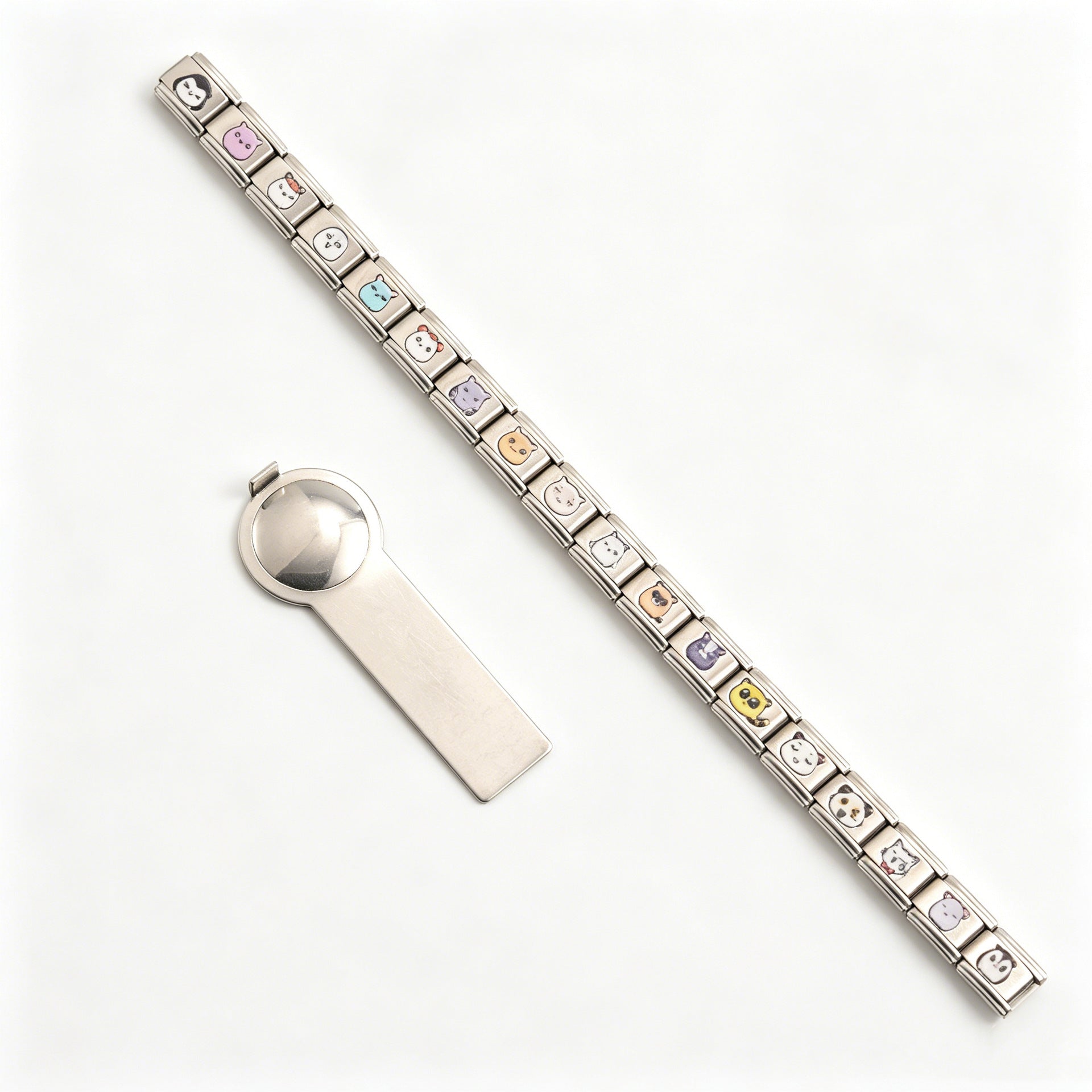 Wholesale Stainless Steel DIY Beaded Charm Bracelet,  Chic Geometric Cartoon Pattern,  Jewelry Accessory for Resale