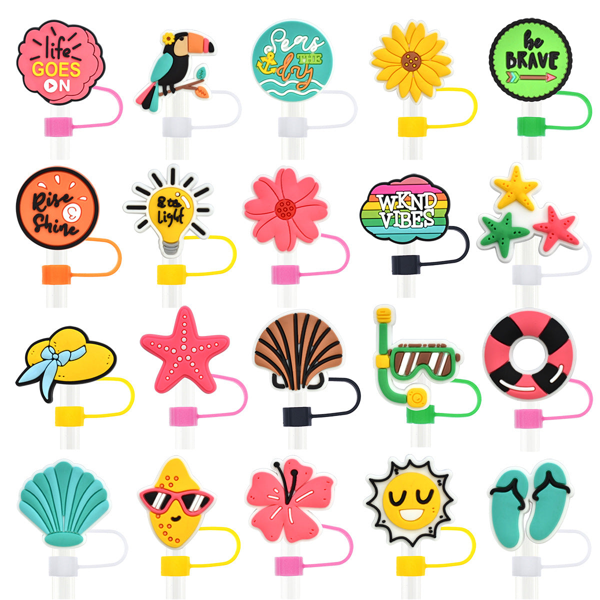 Wholesale Random 100pcs Summer Series Straw Tube Cap ACC-SCR-RYY065