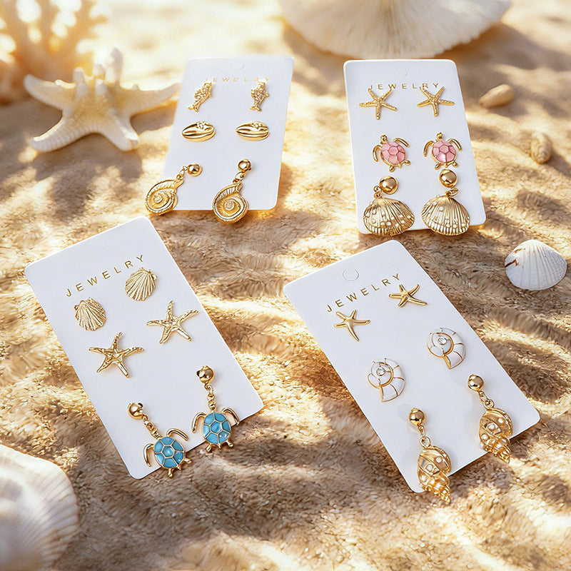 Wholesale Ocean Style Sea Turtle  Starfish Earring Set