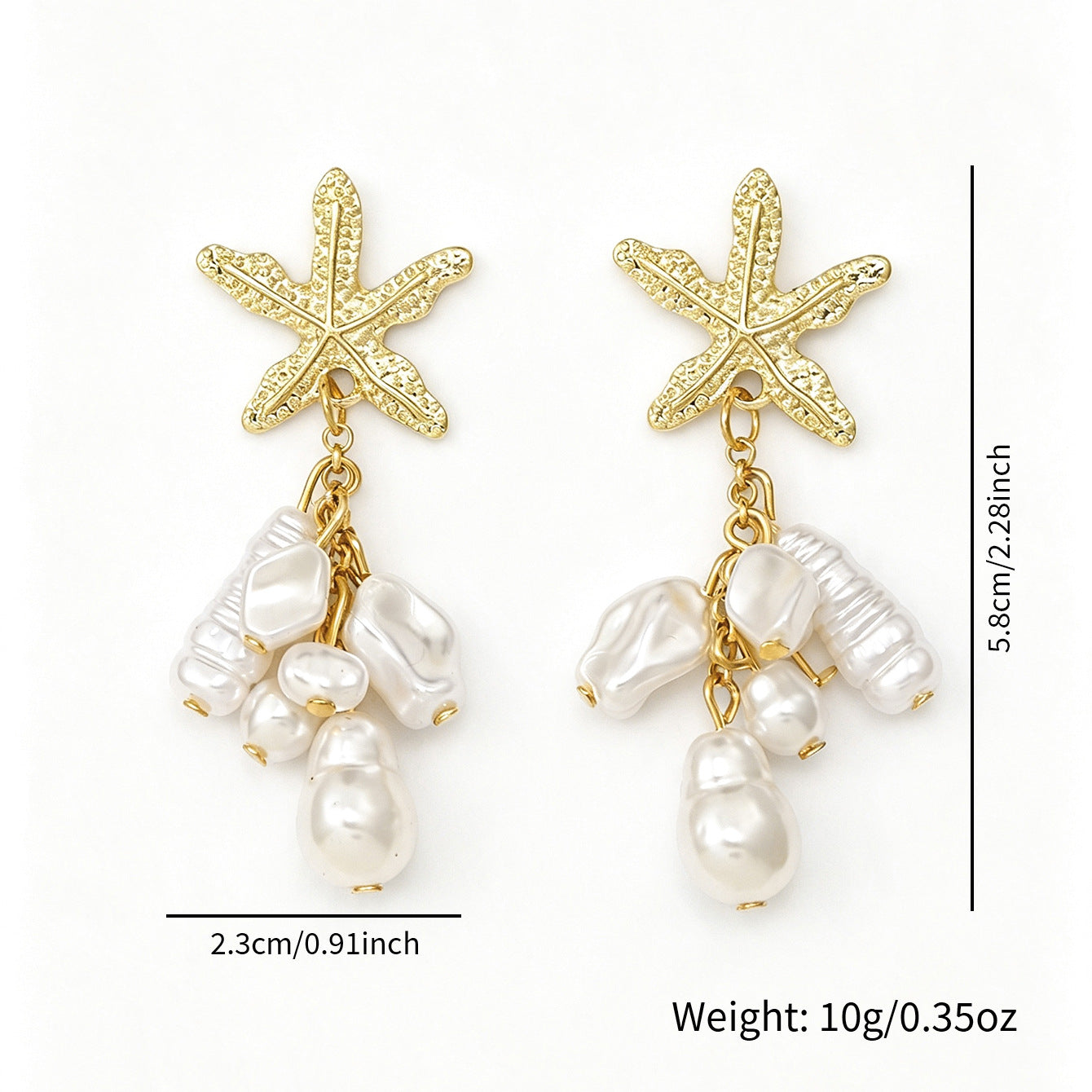 Wholesale Trendy Shell Starfish Tassel Earrings For Women Gold Tone Imitation Pearl Everyday Wear Boutique Gift