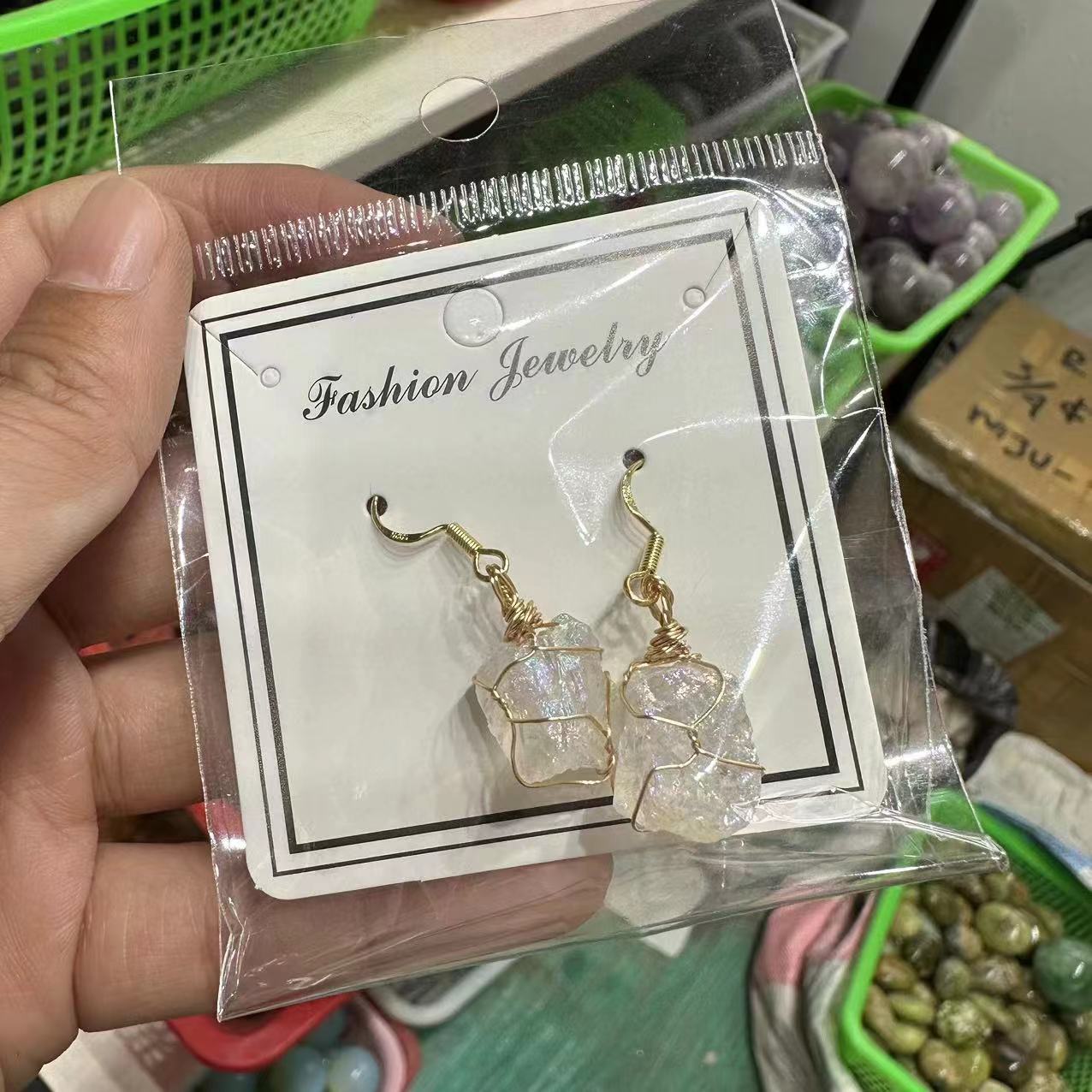 Wholesale Natural Crystal Irregular Rough Stone Handmade 18K Gold Wire Wound Citrine Earrings ACC-ES-XiuK001