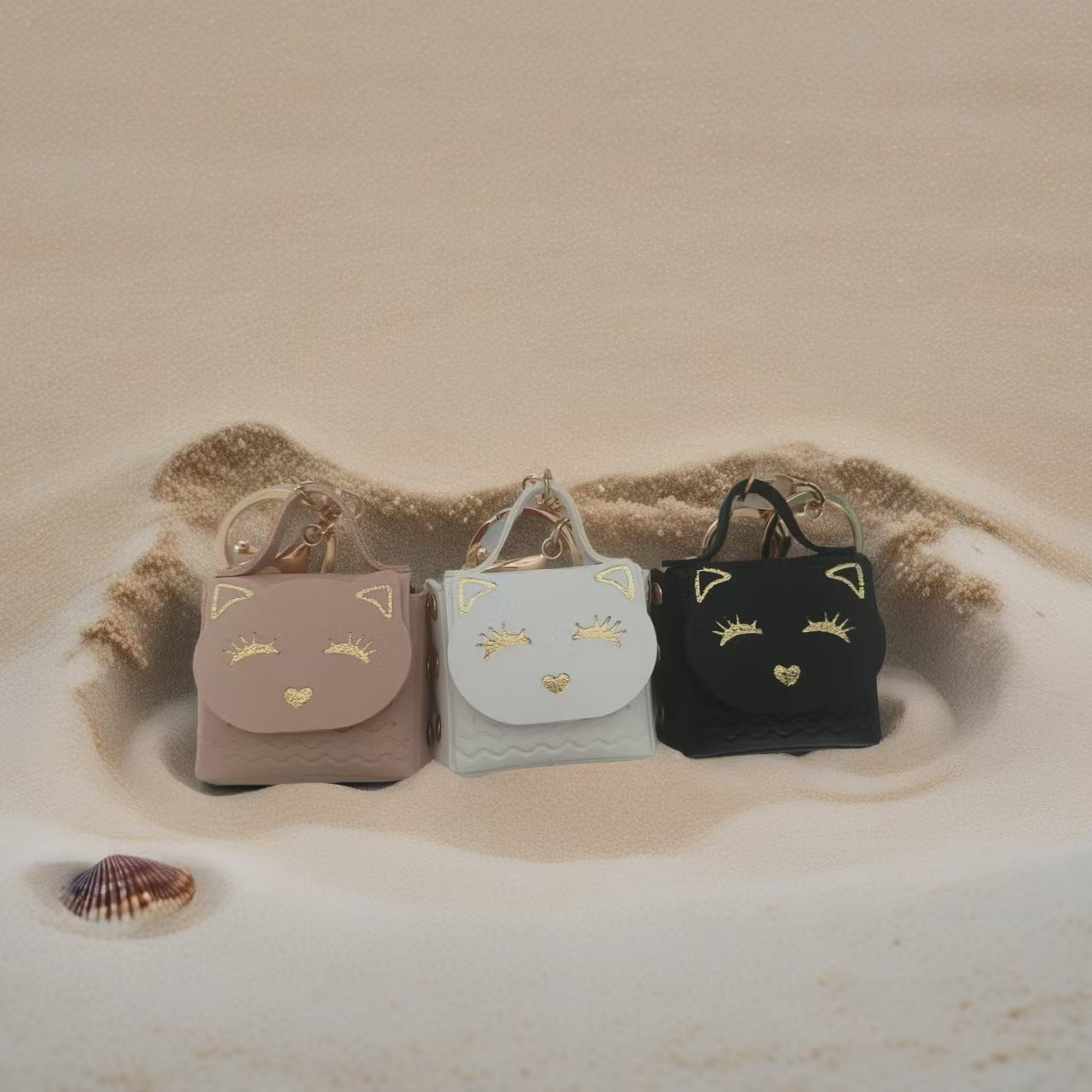 Wholesale PU Leather White Cute Cat Coin Purse Keychain Fashion Boutique Keyring Bag Charm For Daily Use