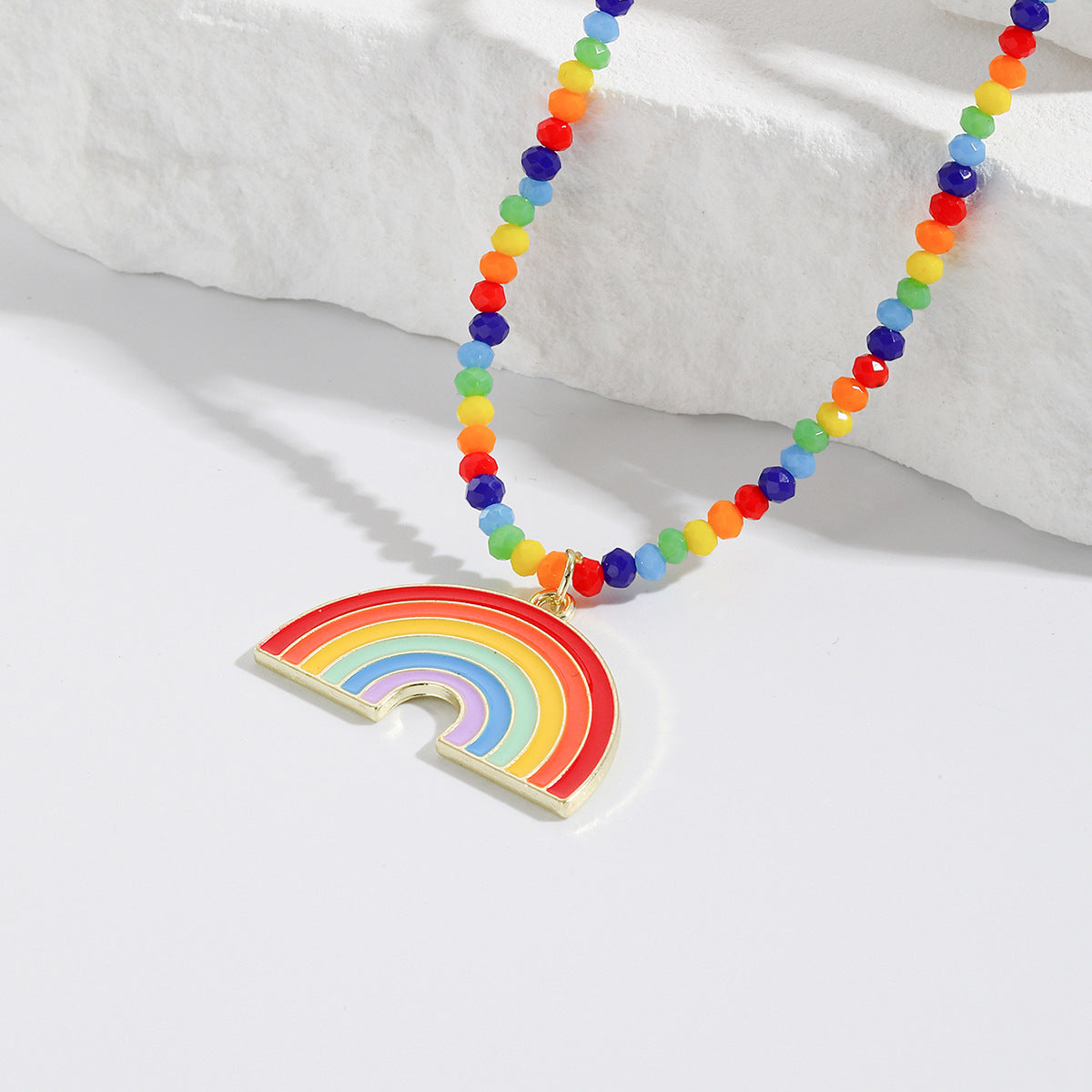 Wholesale Rainbow Clavicle Chain Multi-layer Necklace Crystal Color Pendant ACC-NE-ManYi006
