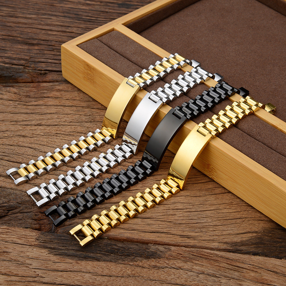 Wholesale Curved Titanium Steel Bracelet Stainless Steel Watch Strap Men's Bracelets ACC-BT-Qiaoa002