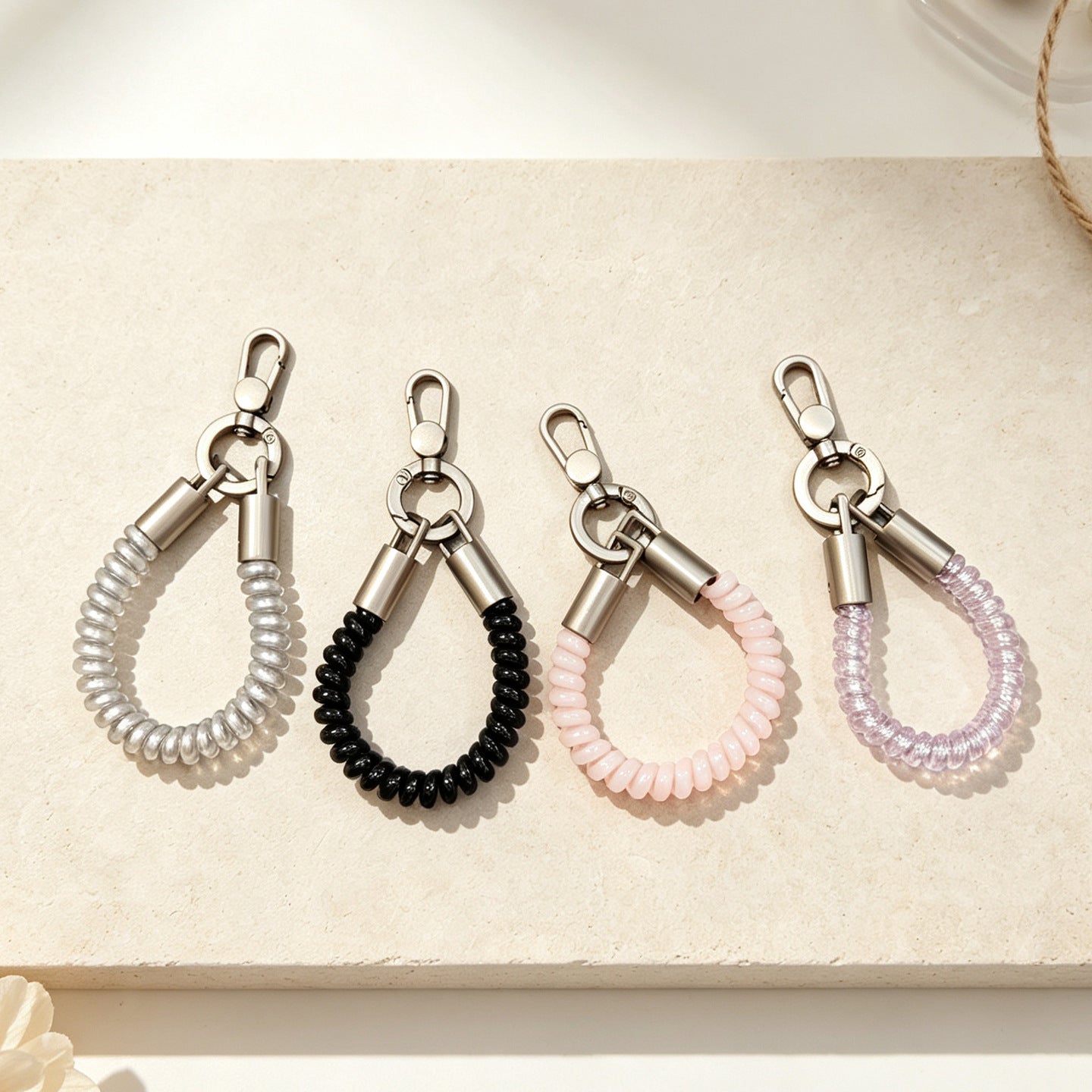 Wholesale Trendy PVC Telephone Cord Phone Lanyard Keychain Cute Rainbow Bag Charm For Everyday Use