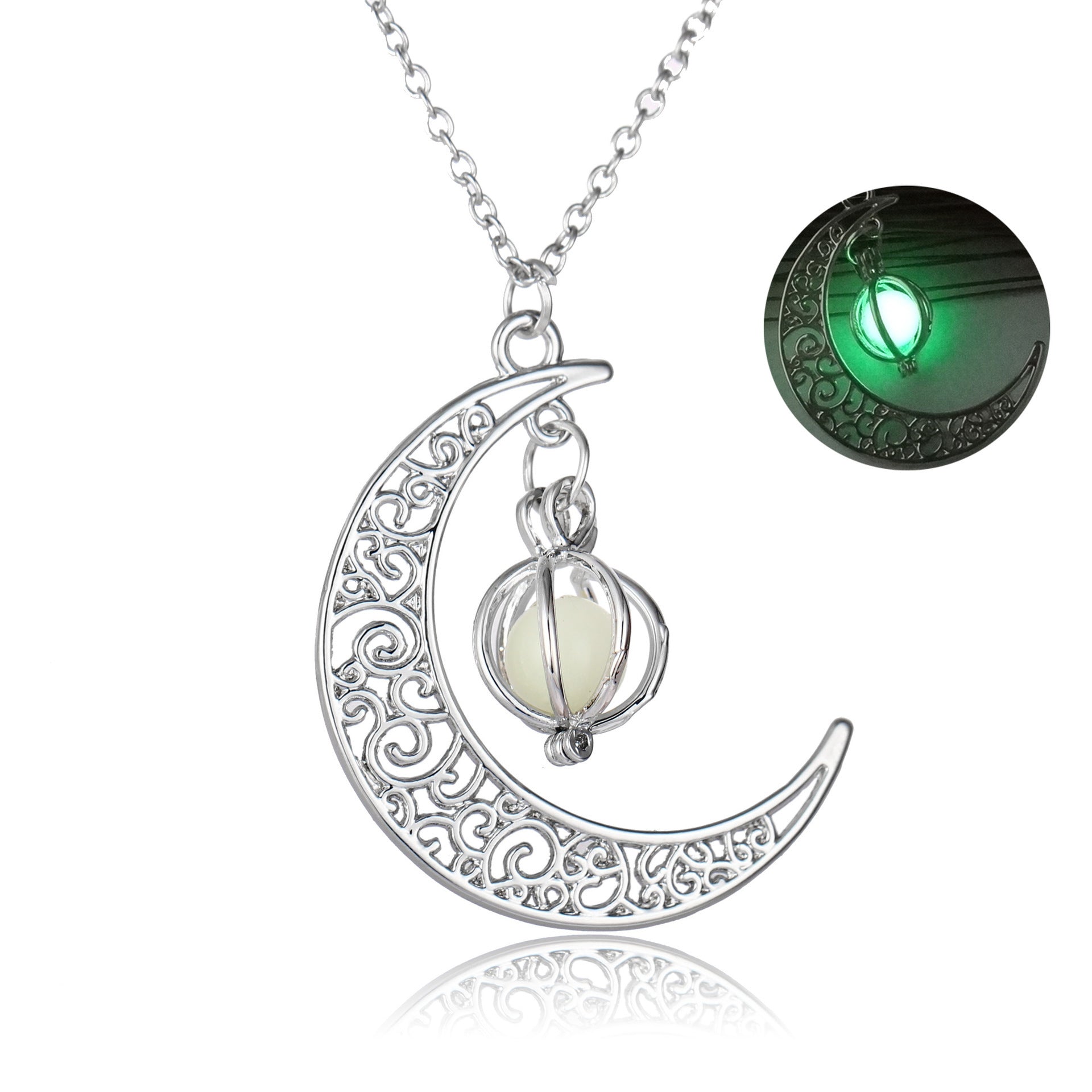 Wholesale  Luminous Moon Pumpkin Creative Necklace  Alloy Clavicle Chain