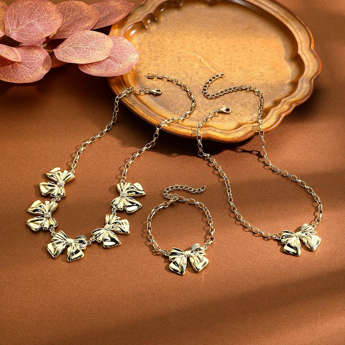 Wholesale Alloy Bow Pearl Necklace ACC-NE-ManYi018