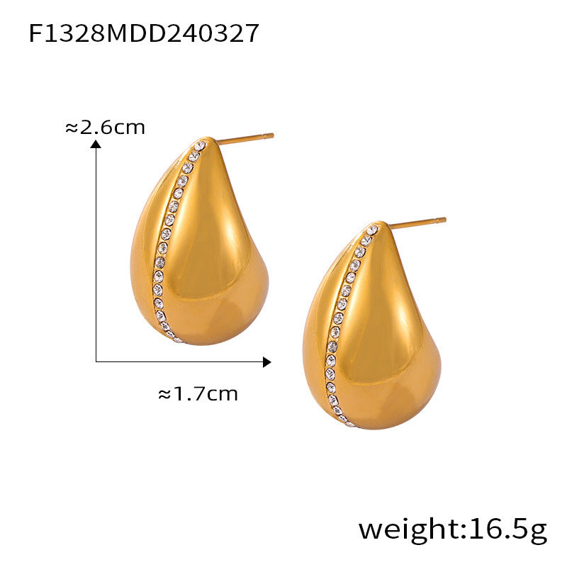 Wholesale Gold-plated Titanium Steel Drop-shaped Earrings Vintage Earrings ACC-ES-OMK001