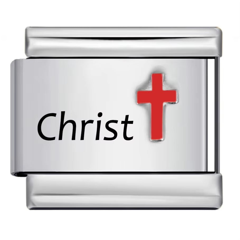 Wholesale Italian Charm Bracelet 9mm DIY Red cross pattern  Creative Stainless Steel Composable Bracelet