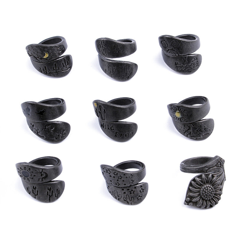 Wholesale  Retro Stacked Ring Figure 9 Pieces Combination suit Ring