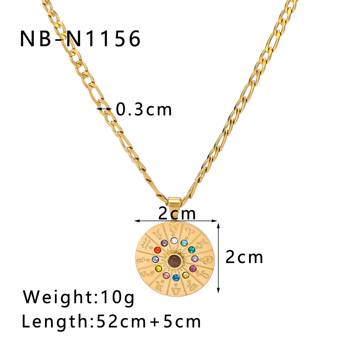 COLOCON DEL CONDURADO DEL VERDADORO Doce Constellation Redonde Retro colgante de acero inoxidable Collar de lujo de oro de 18 quilates