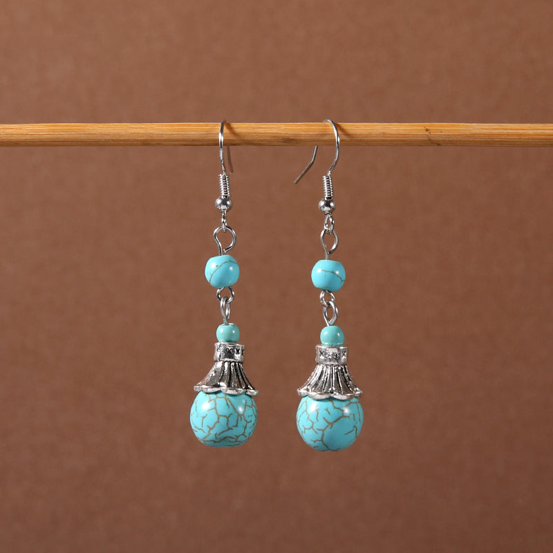 Wholesale Bohemian Tassel Turquoise Earrings Retro Ethnic Style ACC-ES-Gumi002