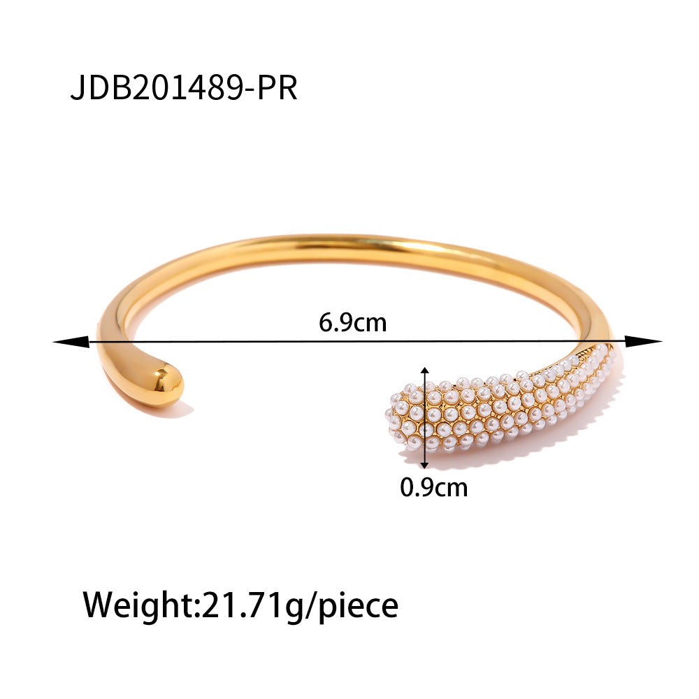 Wholesale Titanium Steel Bracelet 18K Gold-plated Multi-layer Full Diamond Pearl Bracelet ACC-BT-JieDing002