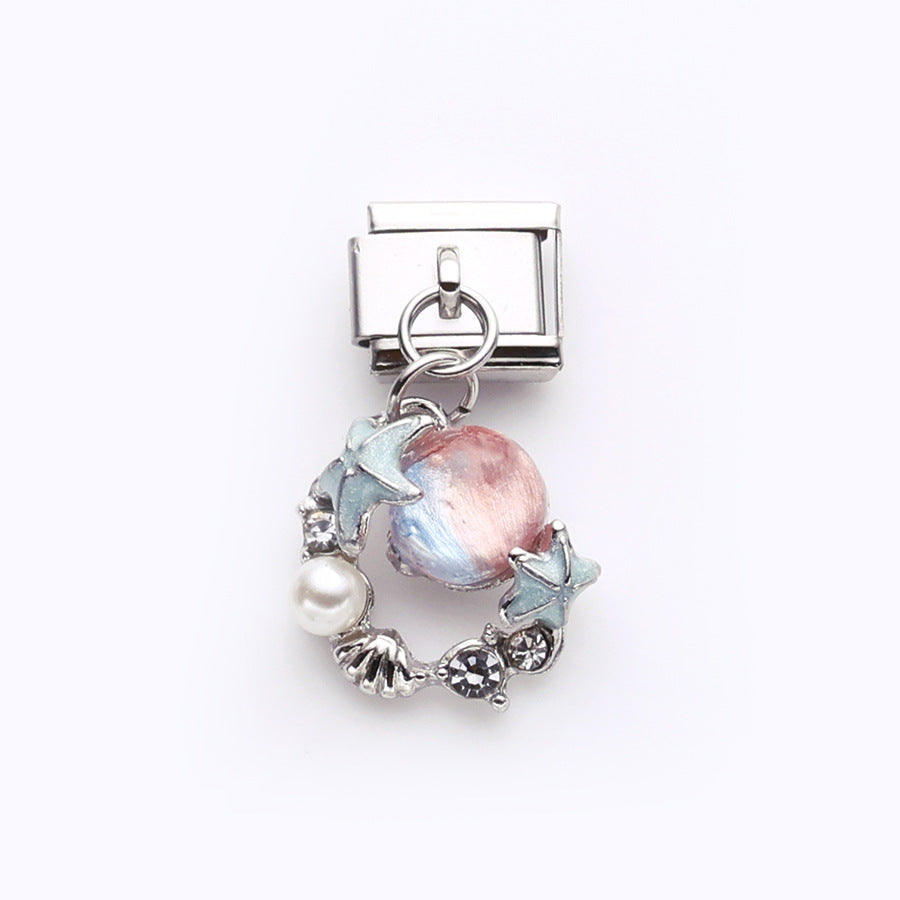 Wholesale 10pcs Love Butterfly Cat Pendant Italian Module DIY Stainless Steel Bracelet Accessories