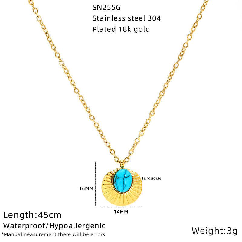 Wholesale Titanium Steel Sunflower Devil' s Eye Necklace Pendant for Everyday Wear Boutique Jewelry Accessory