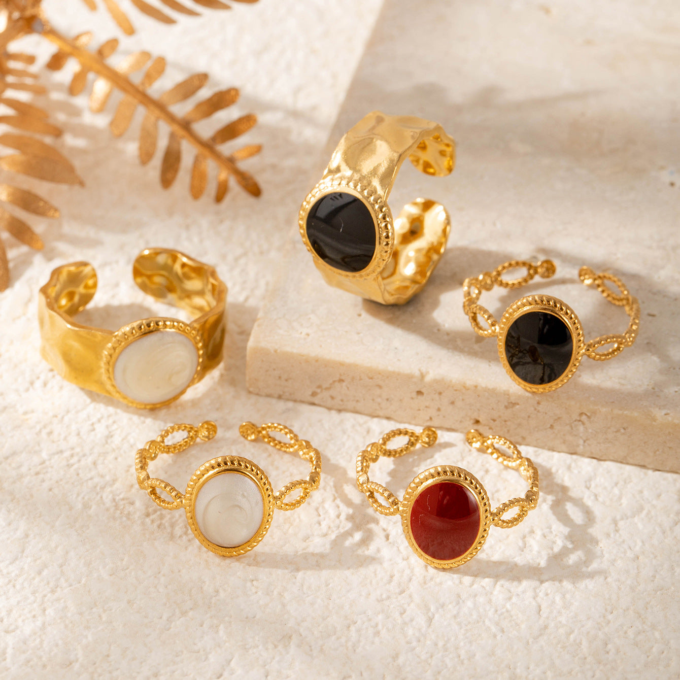 Wholesale  Titanium Steel Oil Dropping Geometric Light Luxury Opening Adjustable Ring