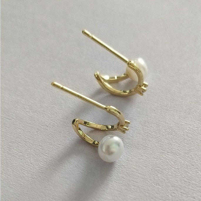Wholesale Geometric Pearl Earrings Platinum Plated Boutique Resale Jewelry Accessory