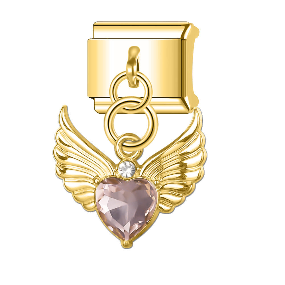 Wholesale Italian Charm Bracelet 9mm DIY Splicing Diamond Splicing Stainless Steel Composable Bracelet