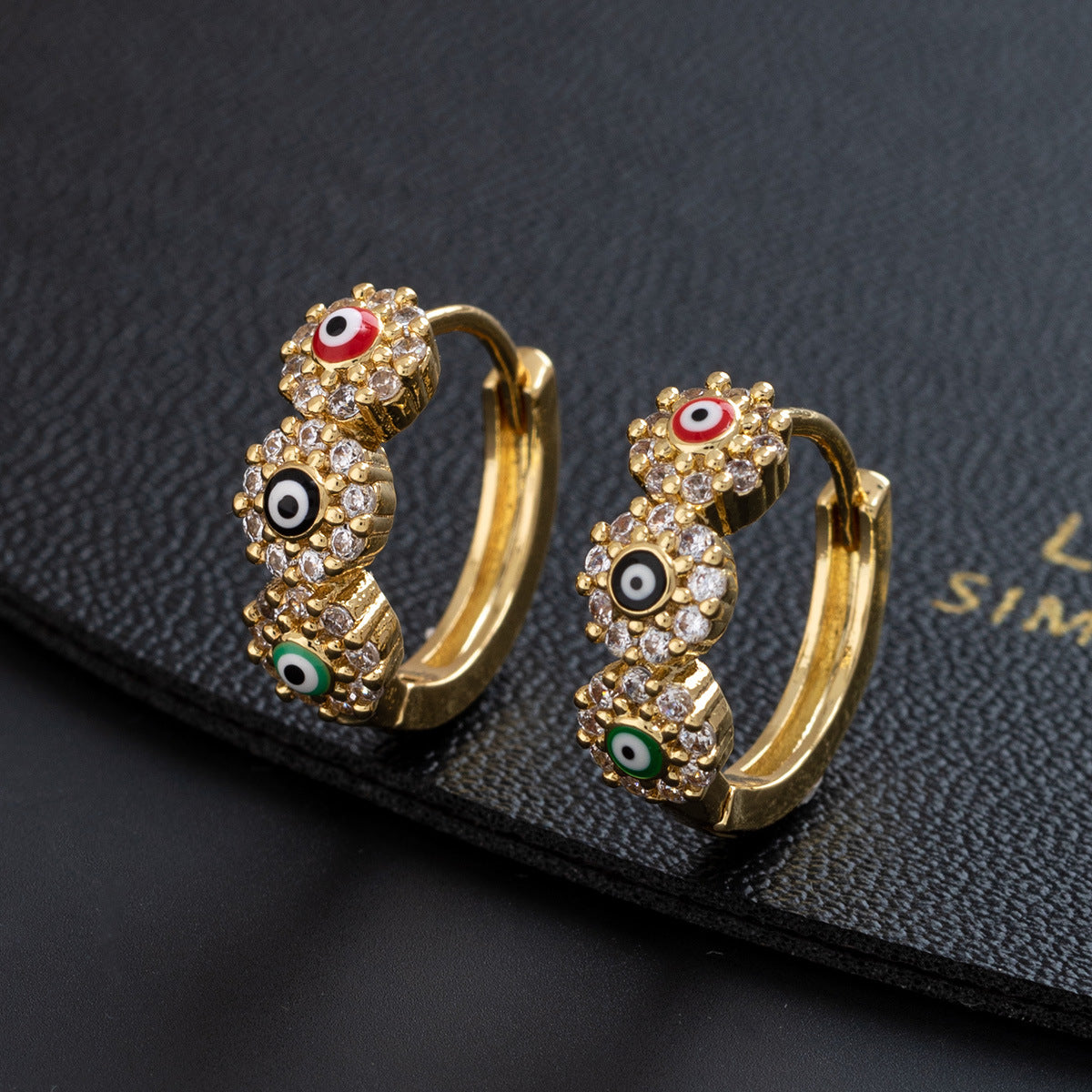 Wholesale Trendy Evil Eye Zircon Ear Cuff 18K Gold Plated Copper Earrings Jewelry Accessory For Women Boutique Resale