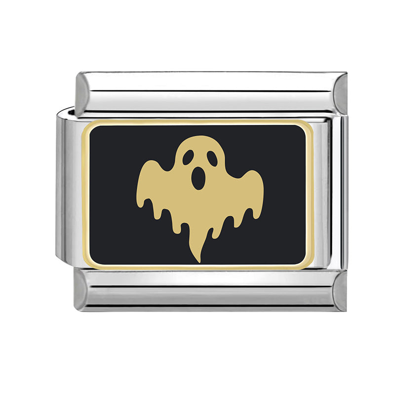 Wholesale Italian Charm Bracelet 9mm DIY Splicing Black Halloween Series Stainless Steel Composable Bracelet