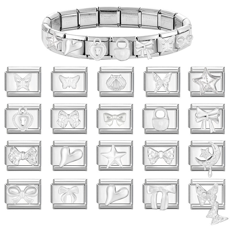 Wholesale 9mm Italian Charm Starter Bracelets DIY Butterfly Heart Stainless Steel Composable Bracelet