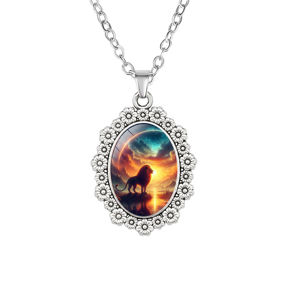 Wholesale   Pendant Oval Flower Jewelry Necklaces