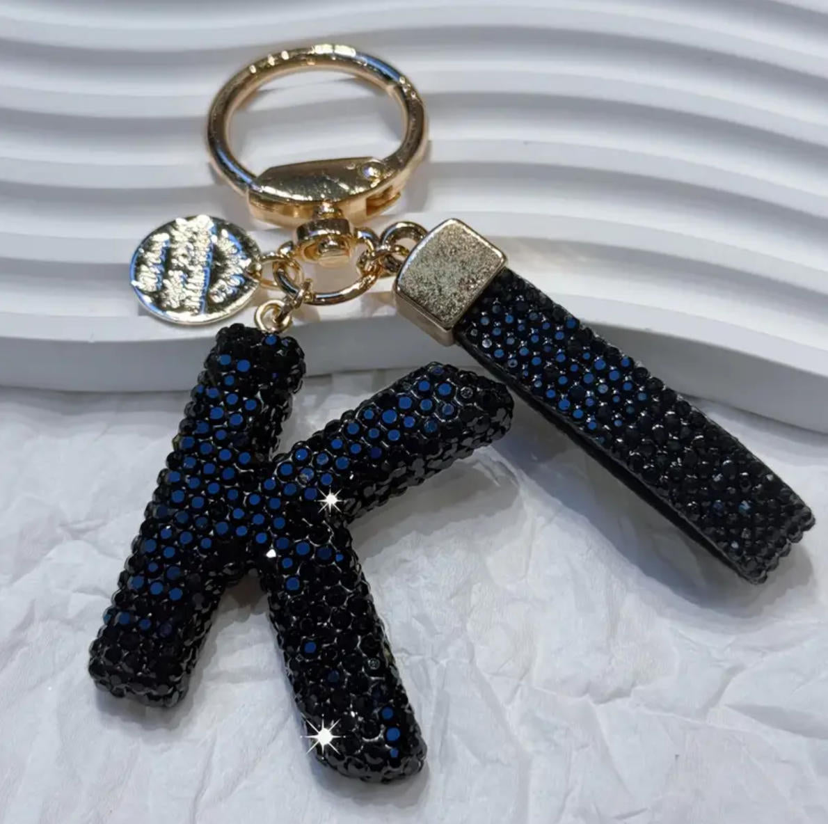Wholesale Chic Rhinestone Letter Keychain Metal Electroplating Fashion Accessory Bag Charm Car Key