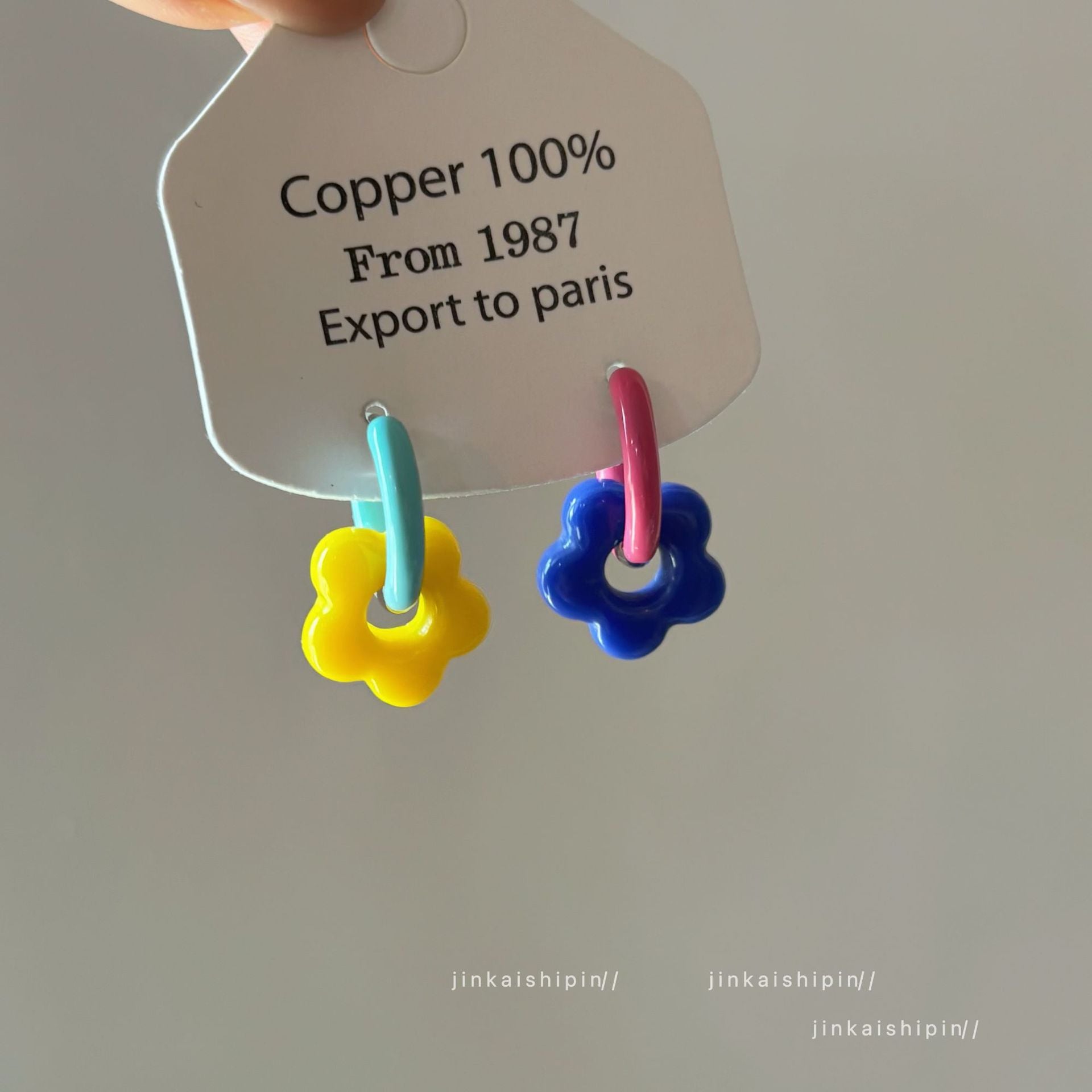 Wholesale  Contrast Color Flower Earrings