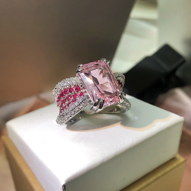 Wholesale Pink Diamond Ring Open Index Finger Pink Gem Ring