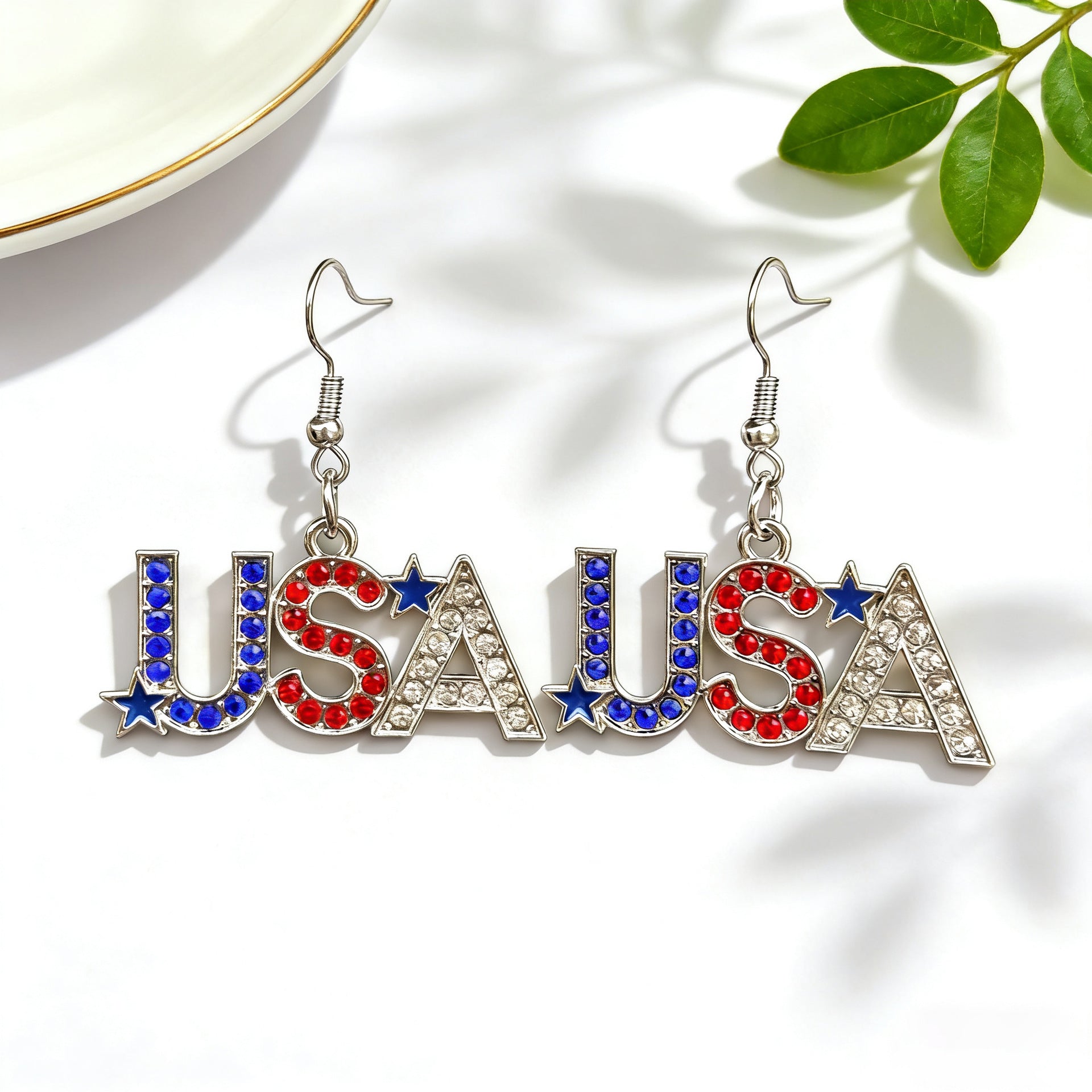 Wholesale American Independence Day Alloy Earrings with Diamond