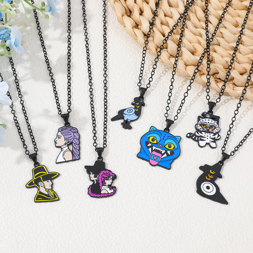 Wholesale K-pop witch hunter group necklace cartoon oil drop pendant