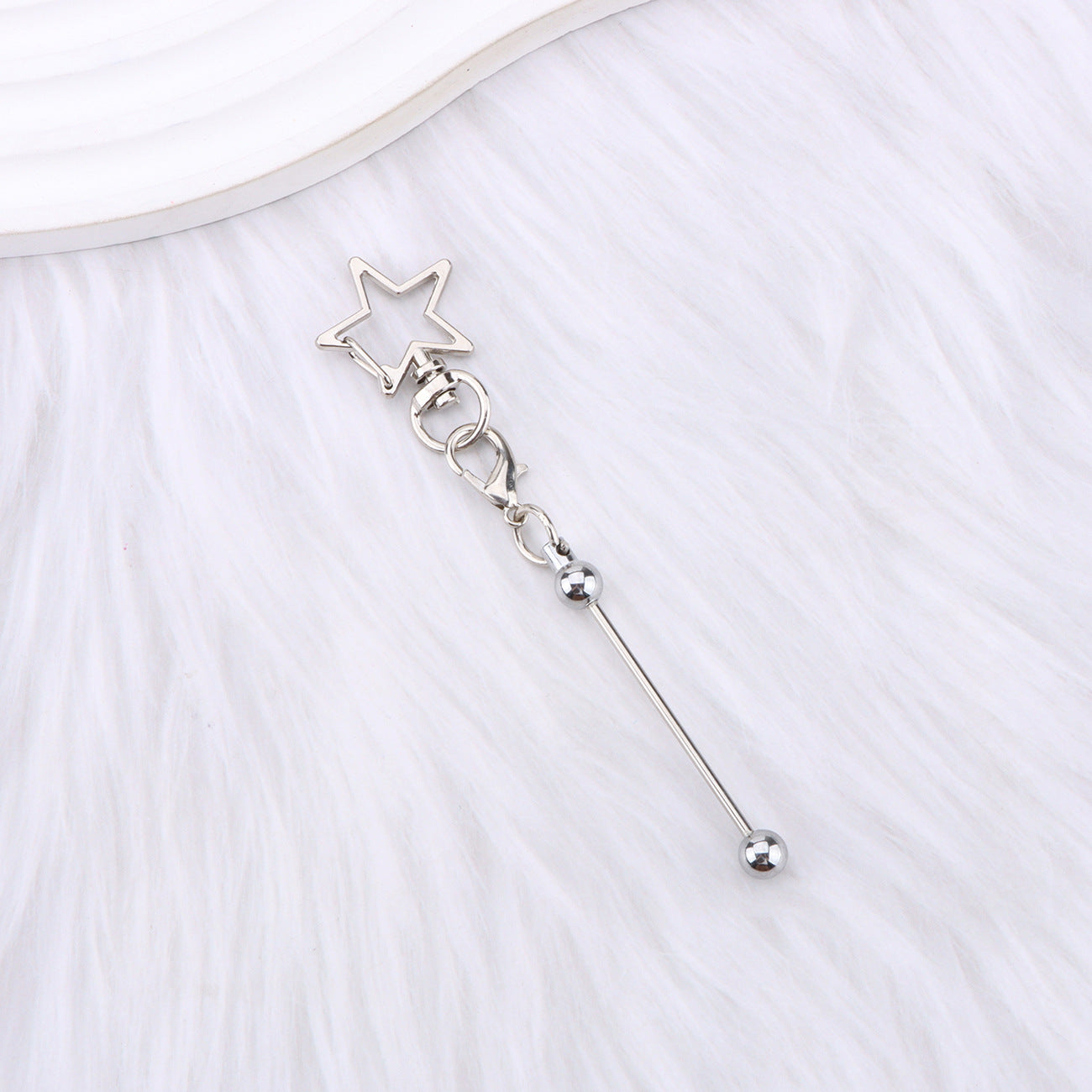 Wholesale Creative DIY  Five-Pointed Beadable  Keychain