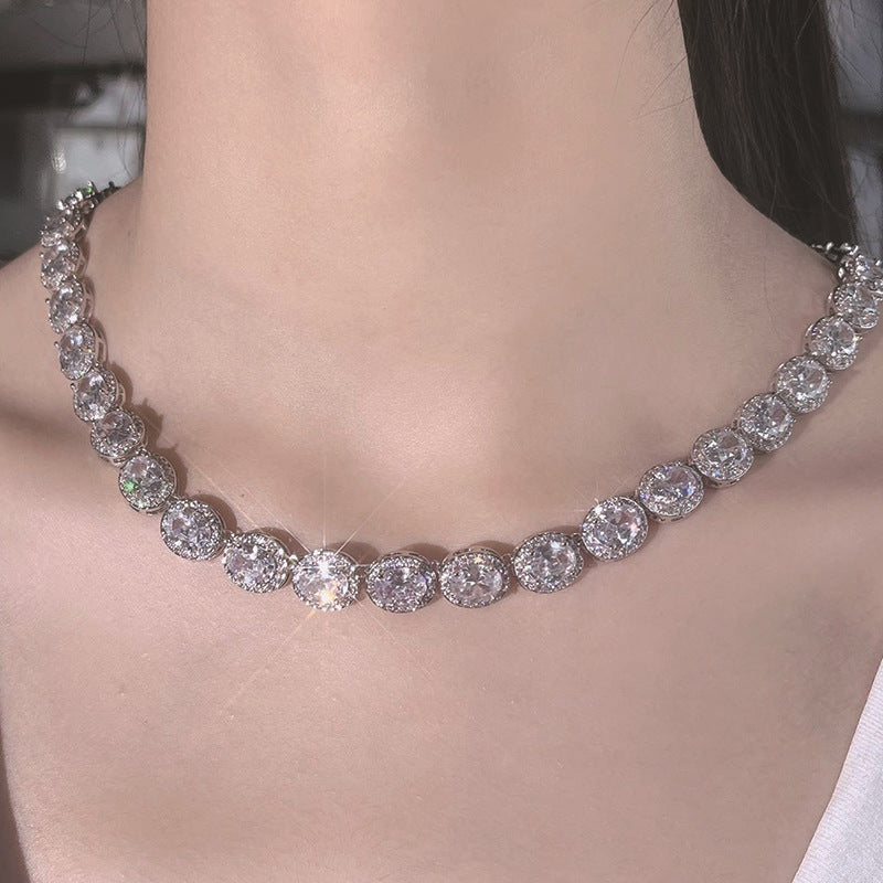 Wholesale light luxury egg-shaped earrings bracelet necklace