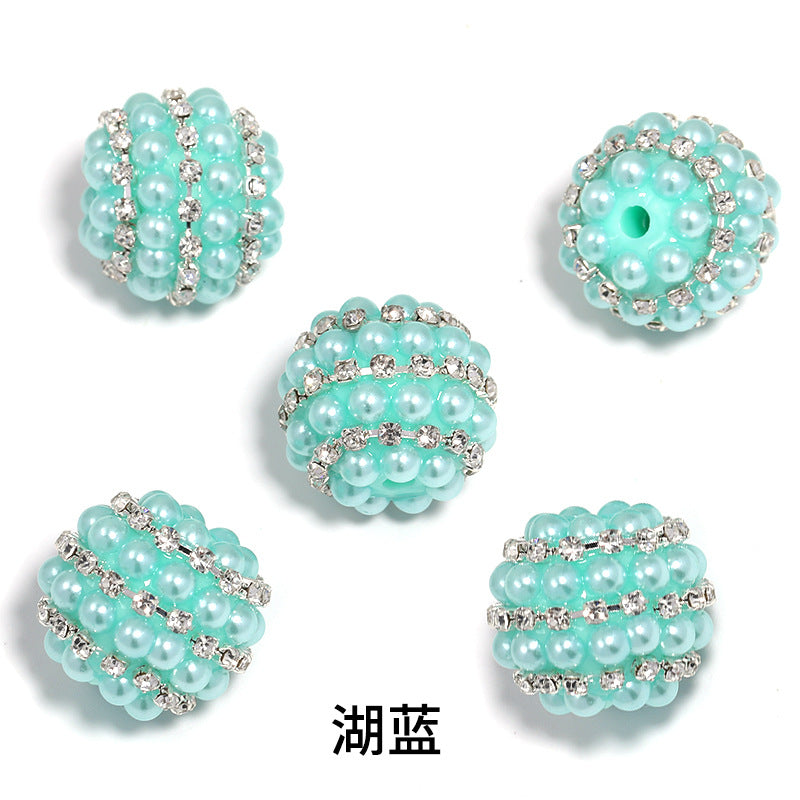 Wholesale 5PCS Candy Color Pearl Rhinestone Beads DIY Beads Mobile Phone Chain Accessories ACC-BDS-BLG044