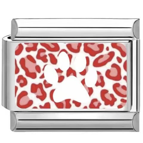 Wholesale Trendy Paw Print Leopard Pattern DIY Stainless Steel Bracelet Charms Jewelry Accessory