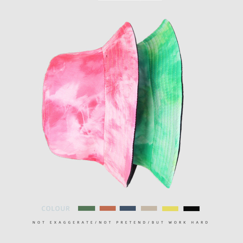 Wholesale  painted tie-dye fisherman hat double-sided hat outdoor two-wear sunshade casual basin hat