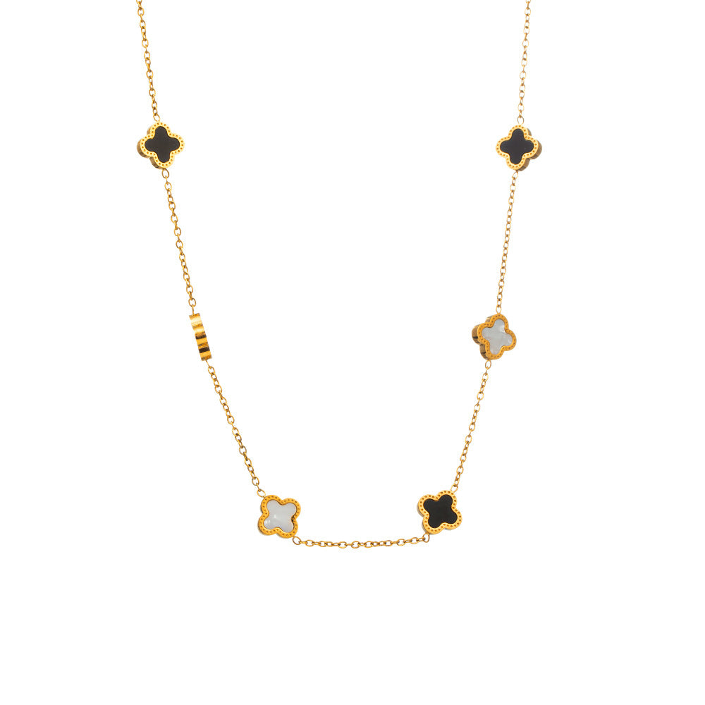 Wholesale Double-sided Four-leaf Clover Titanium Steel Necklace Luxury Necklaces ACC-NE-Qingyan003