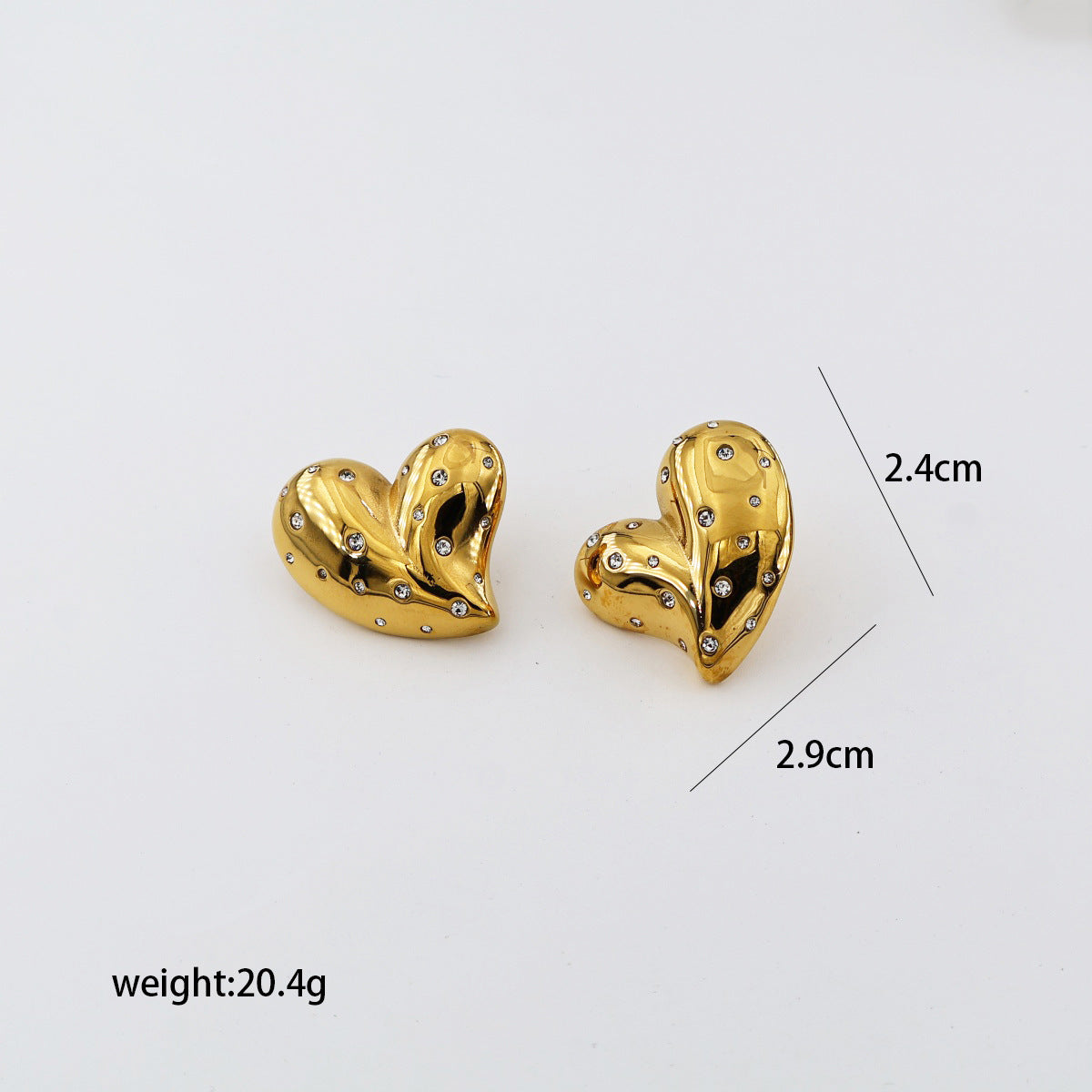 Wholesale  stainless steel heart inlaid zirconium heavy-duty earrings
