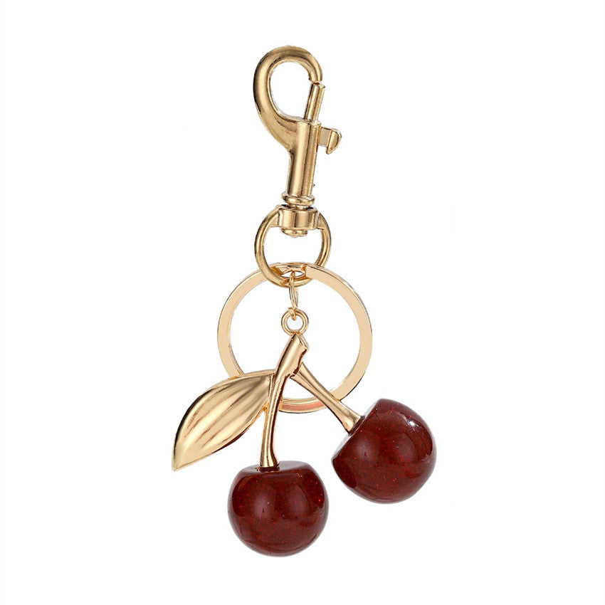 Wholesale Leopard Print Red Cherry Keychain