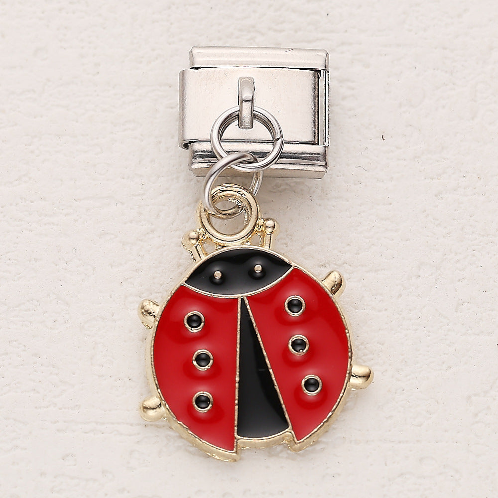 Wholesale 10pcs Italian Charm Bracelet 9mm DIY Splicing Seven-star ladybug Stainless Steel Composable Bracelet