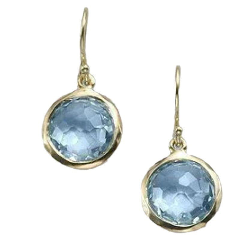 Wholesale  Crystal Round Sea Blue Simple Earrings