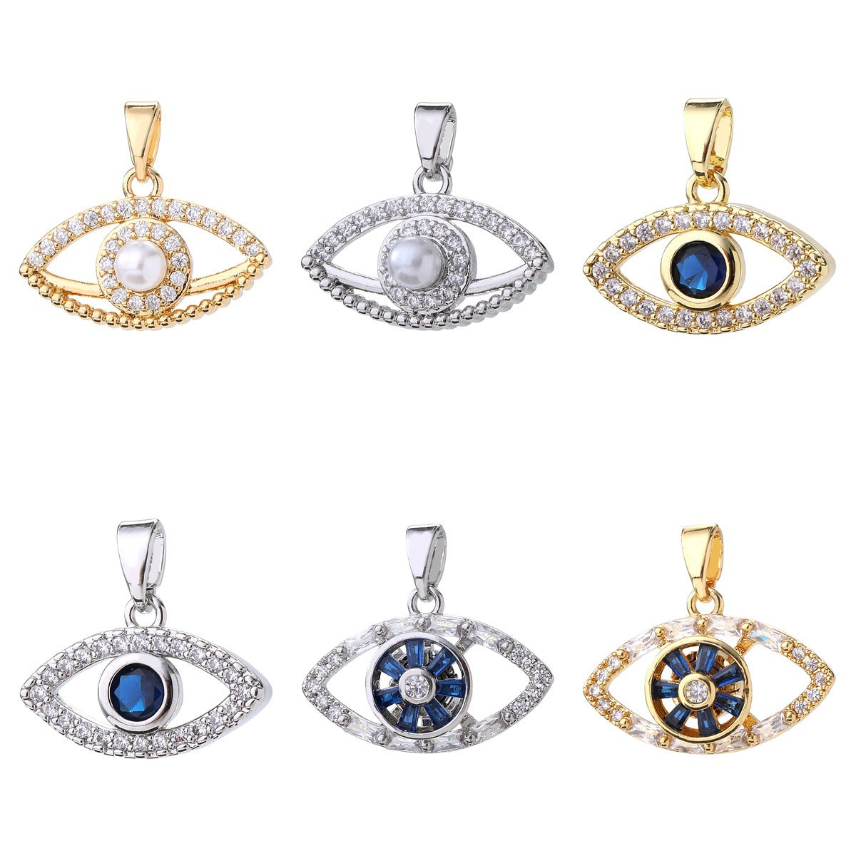 Wholesale Evil Eye Pendant 14K Gold Plated Brass DIY Jewelry Making Fashion Accessory Gift